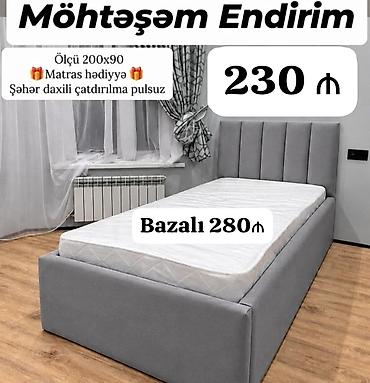 Yeni, Təknəfərlik çarpayı, Bazasız, Matras ilə, Siyirməsiz