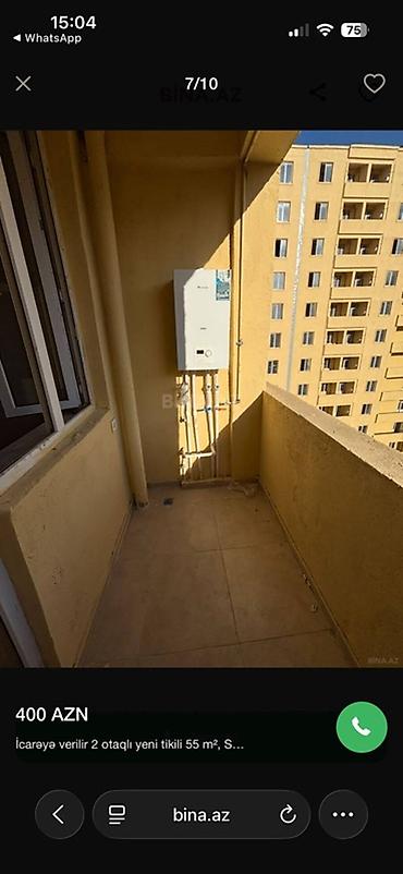 zigda kirayə evler: İcarə üçün 2 otaqlı mənzil – 55 m² • Plan: işıqlı zal, yataq otağı — 10