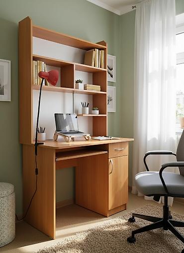 Двухъярусные детские кровати: Двухъярусная детская кровать, Б/у, ЛДСП, цвет - Оранжевый — 1