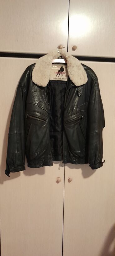 muške jakne: Leather jacket Genuine leather, color - Black