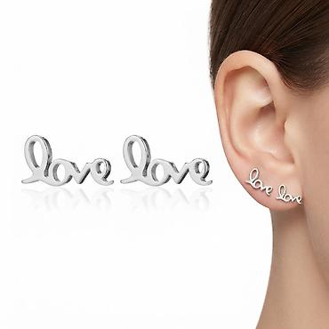 Серьги сөйкөлөр - гвоздики НС в виде слова «love» — стильный и