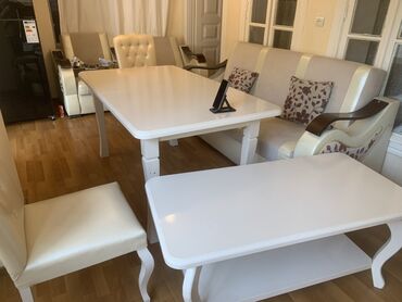 Qonaq otağı dəstləri: Ağ rəngdə yemək və qonaq otağı dəsti Komplektin tərkibi: - 1 ədəd — 5