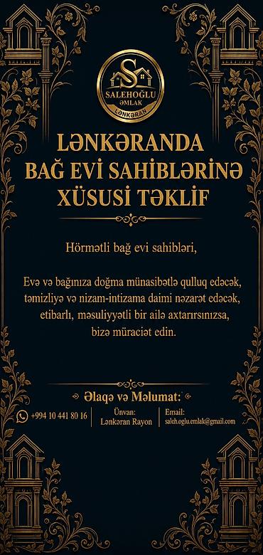 restoran hostes vakansiya: Bağ Evində Qalmaq Şərti İlə Nəzarətçi Ailə Axtaranlar Buyurub Müraciət — 1