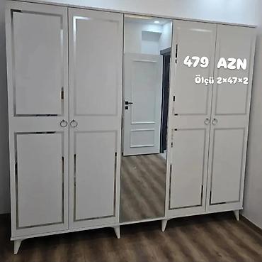 masa ayağı: Yeni, 6 qapı, Güzgülü, Ağ, Açılan, Düz dolab — 1