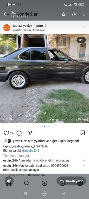 bmw 5 серия 525i 4mt: Təcili satılır 1991 il .BMV 518 qiyməti 3800 manat Yevlax