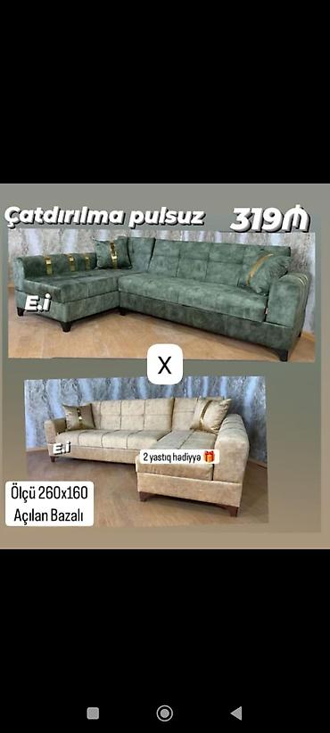 Divanlar: Künc divan – açılan, bazalı model - Ölçü: 260 x 160 sm - Künc — 1