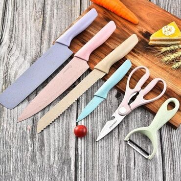 большой нож: Набор кухонных ножей Evcriverh (6 предметов) Цена 2300с Набор ножей