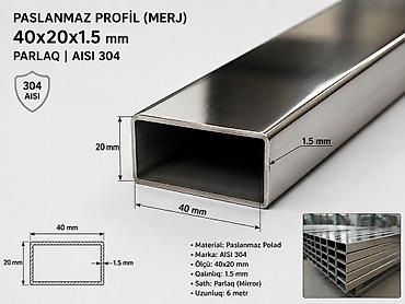 Paslanmayan profil (merj) – AISI 304 - Ölçü: 40x20 mm - Qalınlıq: 1.5 lalafo.az -da Paslanmayan profil (merj) – AISI 304 - Ölçü: 40x20 mm - Qalınlıq: 1.5
