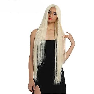 Perike i klipse: Duga ravna perika u boji pastelno roze Dužina 100cm. - Tip — 32