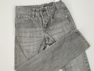 jeansy szare z dziurami: Spodnie jeansowe, 9 lat, 128/134, stan - Dobry