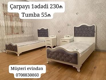 Çarpayılar: - Çarpayı: 1 ədəd – 230₼ - Tumba: 55₼ Ağ korpuslu, yumşaq başlıq və — 1