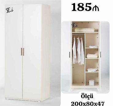 desmallar: İki qapılı paltar şkafı - Rəng: ağ - Ölçü: 200 x 80 x 47 sm - Daxili — 1