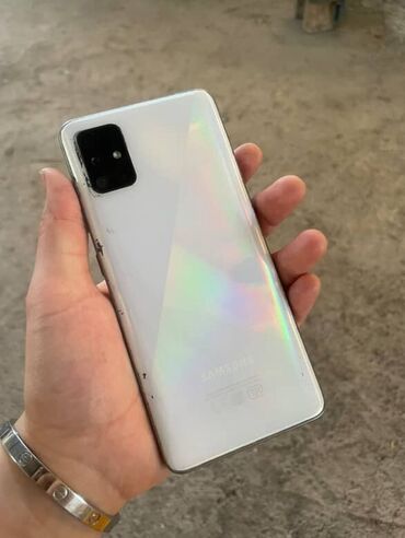 samsung а7: Samsung Galaxy A51, Колдонулган, 64 ГБ, түсү - Ак, 2 SIM