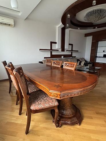 tek stolar: Klassik üslubda iri ölçülü yemək otağı dəsti - Dəst: süfrə masası + 8 — 2