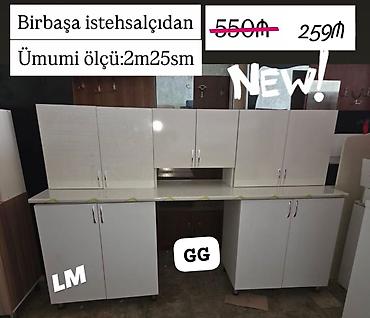 Mətbəx mebeli dəsti – ağ rəngdə, birbaşa istehsalçıdan. - Ümumi ölçü
