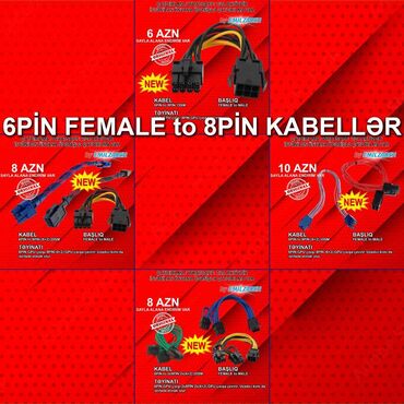 Digər kompüter aksesuarları: Kabellər "6pin Female" 🚚Metrolara və ünvana çatdırılma var