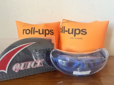 bu şəhərdə 2022 bilet: Üzgüçülük üçün şişmə qolluq, papaq və eynək. Eynək speedo, papaq isə