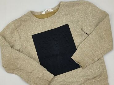 bezowy top z dlugim rekawem: Sweatshirt, H&M, 10 years, 134-140 cm, condition - Good