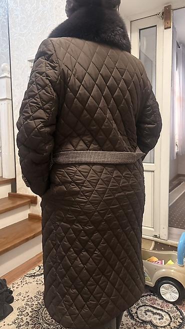 Пальто: Стеганое женское пальто с меховым воротником - Цвет: темно-коричневый — 2