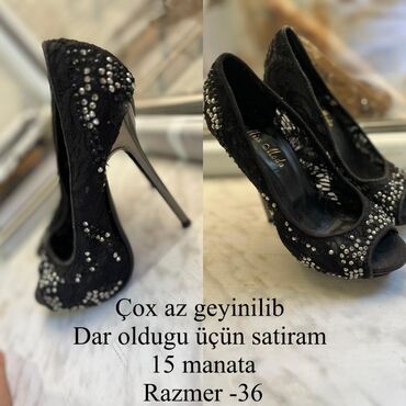 Tuflilər: Tuflilər, Ölçü: 36, rəng - Qara, İşlənmiş