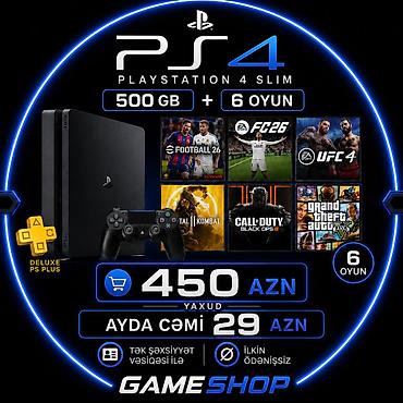 ps konsolu: PlayStation 4 Slim oyun konsolu – 500 GB yaddaşla. Paketə daxildir: - — 1
