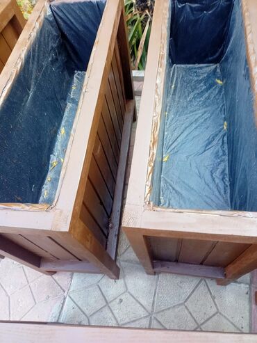 Bitkilər üçün dibçəklər: Dibçək Ağacdan hazırlanmış dekorativ uzun formalı çiçək yeşikləri - — 2