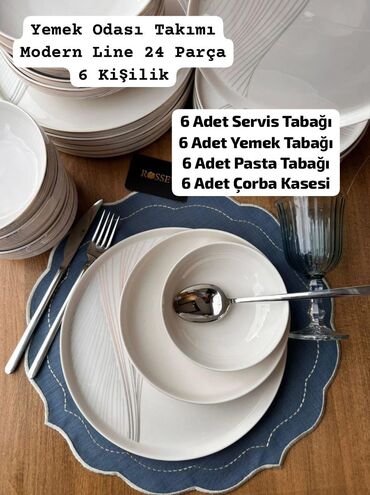 Mətbəx aksesuarları: Nahar dəsti, rəng - Ağ, Keramika