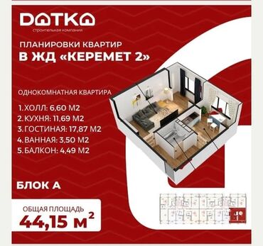долгосрочная аренда домов в алматы без посредников: 1 бөлмө, 44 кв. м, 106-серия жакшыртылган, 8 кабат, ПСО (өзү оңдоп түзөтүп бүтүү үчүн)