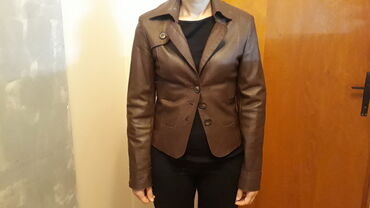 braon kaput: Jakna kožna Kožna jakna, braon boje, polovna, očuvana, bez oštećenja