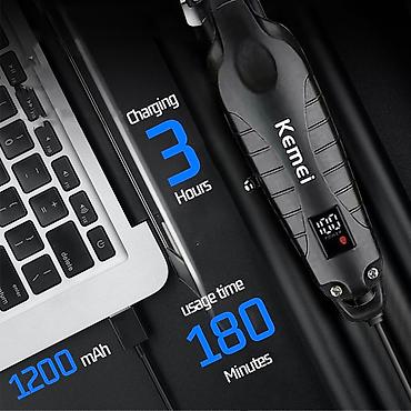 sac tokulməsi: Trimmer Kemei 2293 - 1 Sürətli / 6000RPM / 1200MAH - 180 Dəqiqə / TYPC — 7