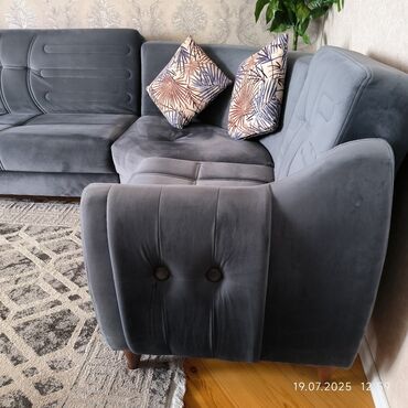 Divanlar: Künc divan, İşlənmiş, Açılan, Bazalı, Vеlur parça, Çatdırılma yoxdur — 4