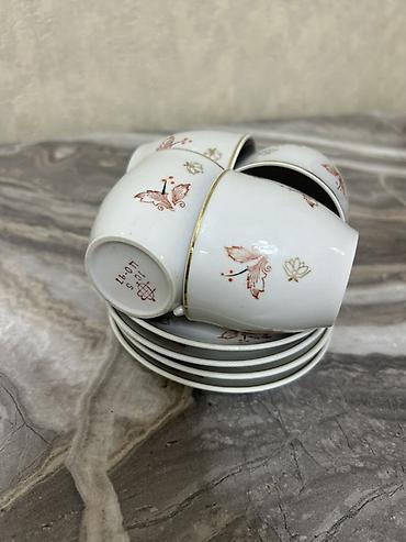 kofe shop: Çay dəsti, rəng - Ağ, Farfor, 6 nəfərlik — 2