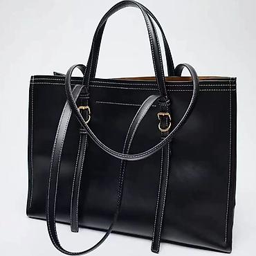 Портфелдер: Сумка Zara в наличии новая! 🖤 Сумка-шоппер (Tote Bag)- Черная — 2