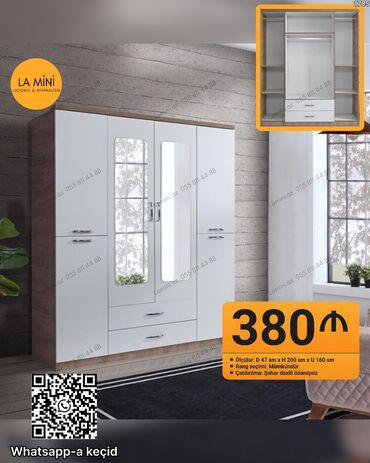 шкаф в прихожую: Açılan, 4 qapılı Düz dolab, Qarderob, paltar dolabı