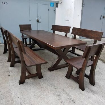 Bağ, çöl masa və oturacaq dəstləri: Yeni, Dördbucaq masa, 6 stul, Açılmayan, Stullar ilə, Taxta, Azərbaycan — 10