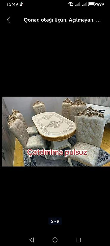 stol desdi: Qonaq otağı üçün, Yeni, Açılmayan, Oval masa, 6 stul — 1