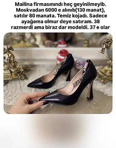 tebii deri: Tuflilər, Ölçü: 37, rəng - Qara, Yeni — 1