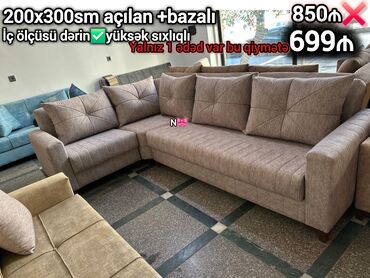 Masa və oturacaq dəstləri: Künc divan, Qonaq otağı üçün, Bazasız, Açılan, Amerikanka
