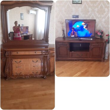İkimərtəbəli uşaq çarpayıları: Dest satilir 110 azn.Kamod+tv stend.(tv satilmir❌) unvan 4 ci mkr
