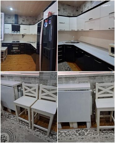 Masa və oturacaq dəstləri: Metbex mebeli 1200 azn. Ölçü 2*4. Üstünde qaz, moyka, aspirator