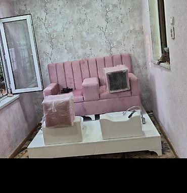 gozellik salonu ucun divanlar: Pedikür üçün salon mebeli dəsti - 3 nəfərlik, yumşaq velvet/velur — 2