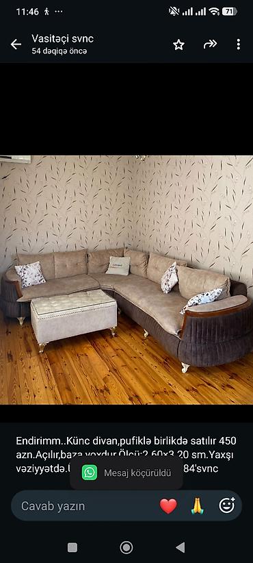 Endirimm. Künc divan,pufiklə birlikdə satılır 450 azn.Açılır,baza lalafo.az -da Endirimm. Künc divan,pufiklə birlikdə satılır 450 azn.Açılır,baza