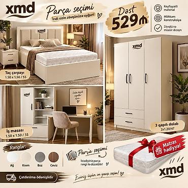 XMD yataq otağı dəsti – Parça seçimi Tərkib: - Taç çarpayı: 1.50 x