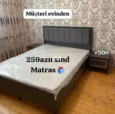mebel bar: Yataq otağı dəsti - Müasir dizaynlı iki nəfərlik çarpayı: yumşaq — 1