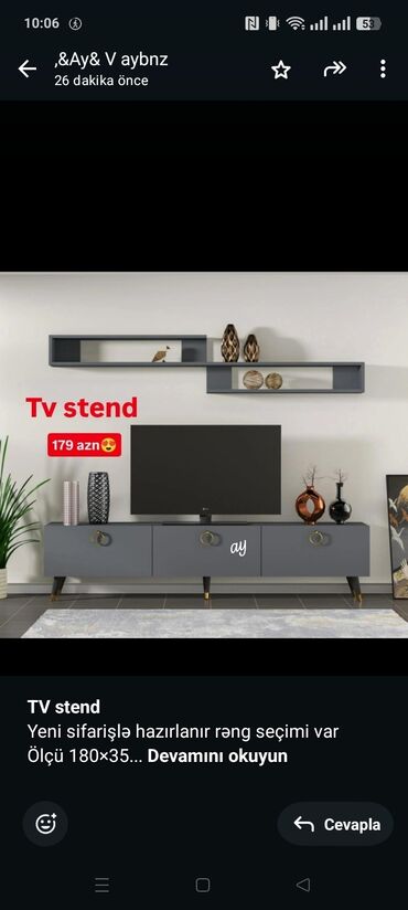 шоколадная паста: *TV stend* Yeni sifarişlə hazırlanır rəng seçimi var Ölçü 180×35