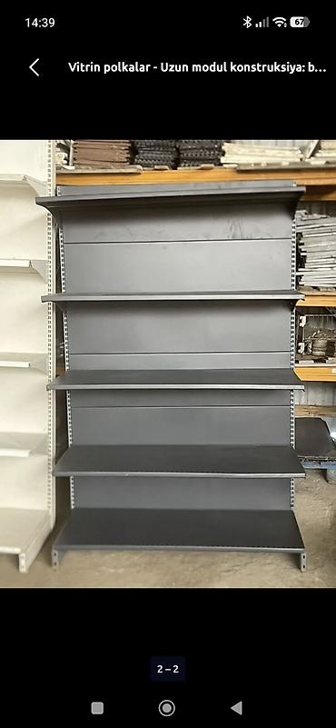 Vitrin polkalar – modul tipli mağaza rəfi - Material: metal