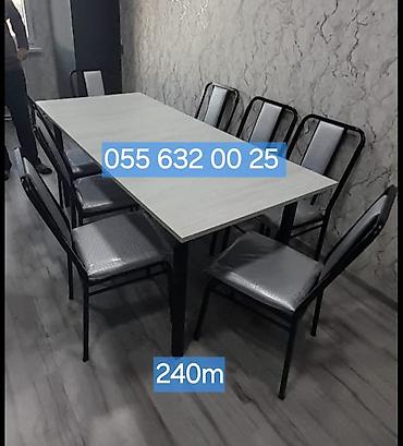 Mətbəx üçün, Yeni, Açılmayan, Dördbucaq masa, 8 stul