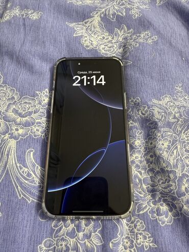 срочно сатам акча керек: IPhone 16 Pro Max, Б/у, 1 ТБ, Black Titanium, Защитное стекло, Чехол, Кабель, 100 %
