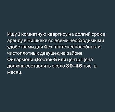 Ищем 1‑комнатную квартиру в аренду на долгий срок в Бишкеке. Нужны все