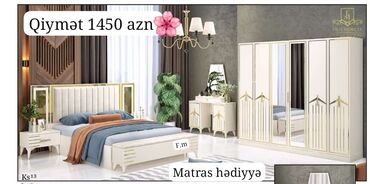 yataq qiymetleri: Двуспальная кровать, Шкаф, Трюмо, 2 тумбы, Турция, Новый